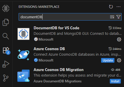 Select DocumentDB for VS Code