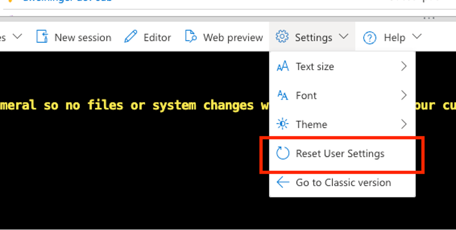 Screenshot that shows Settings