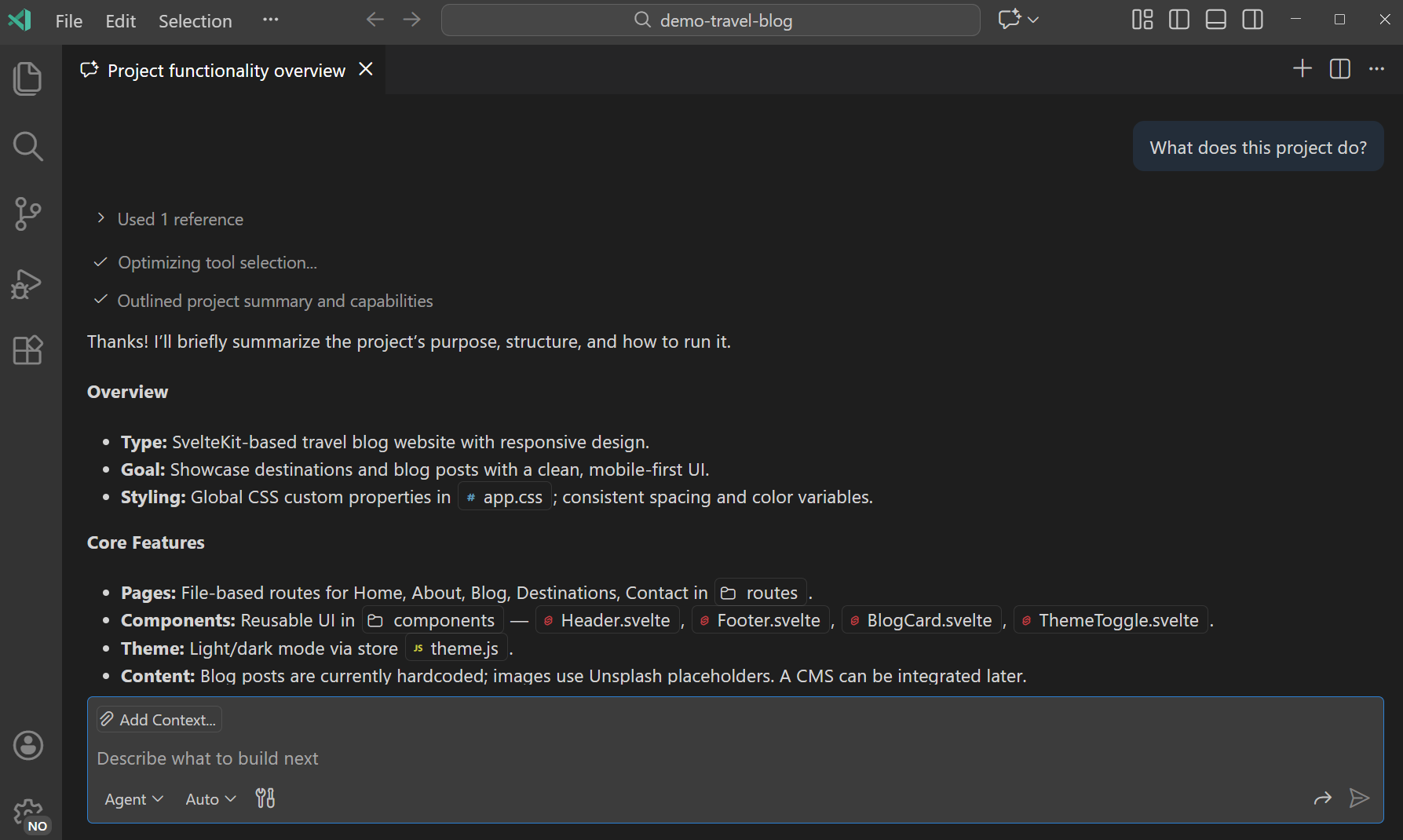 Screenshot of opening a new chat session in an editor tab in VS Code.