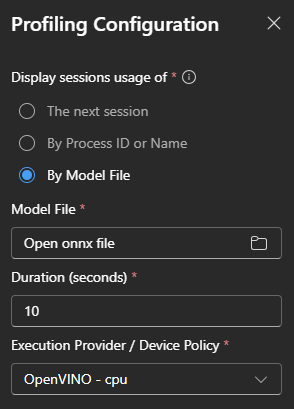 Screenshot that shows how to start by model file