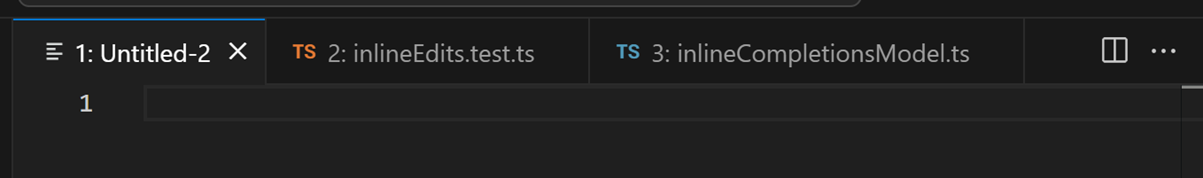 Screenshot of editor tabs with numbers in front of them, indicating their index.