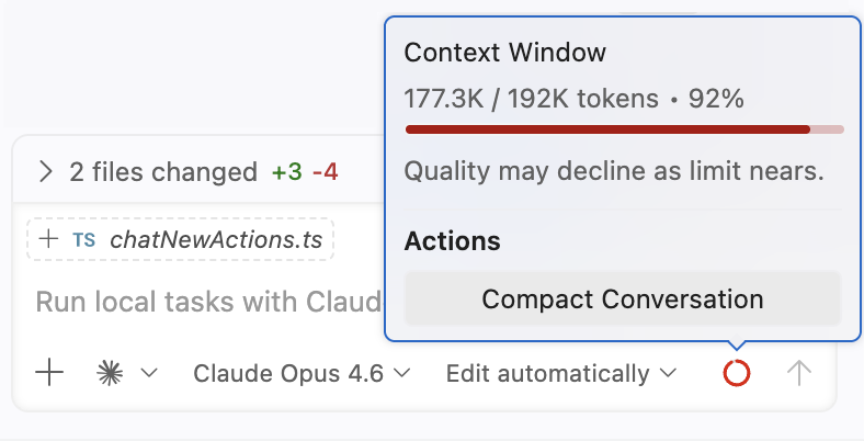 Screenshot of the context window control.