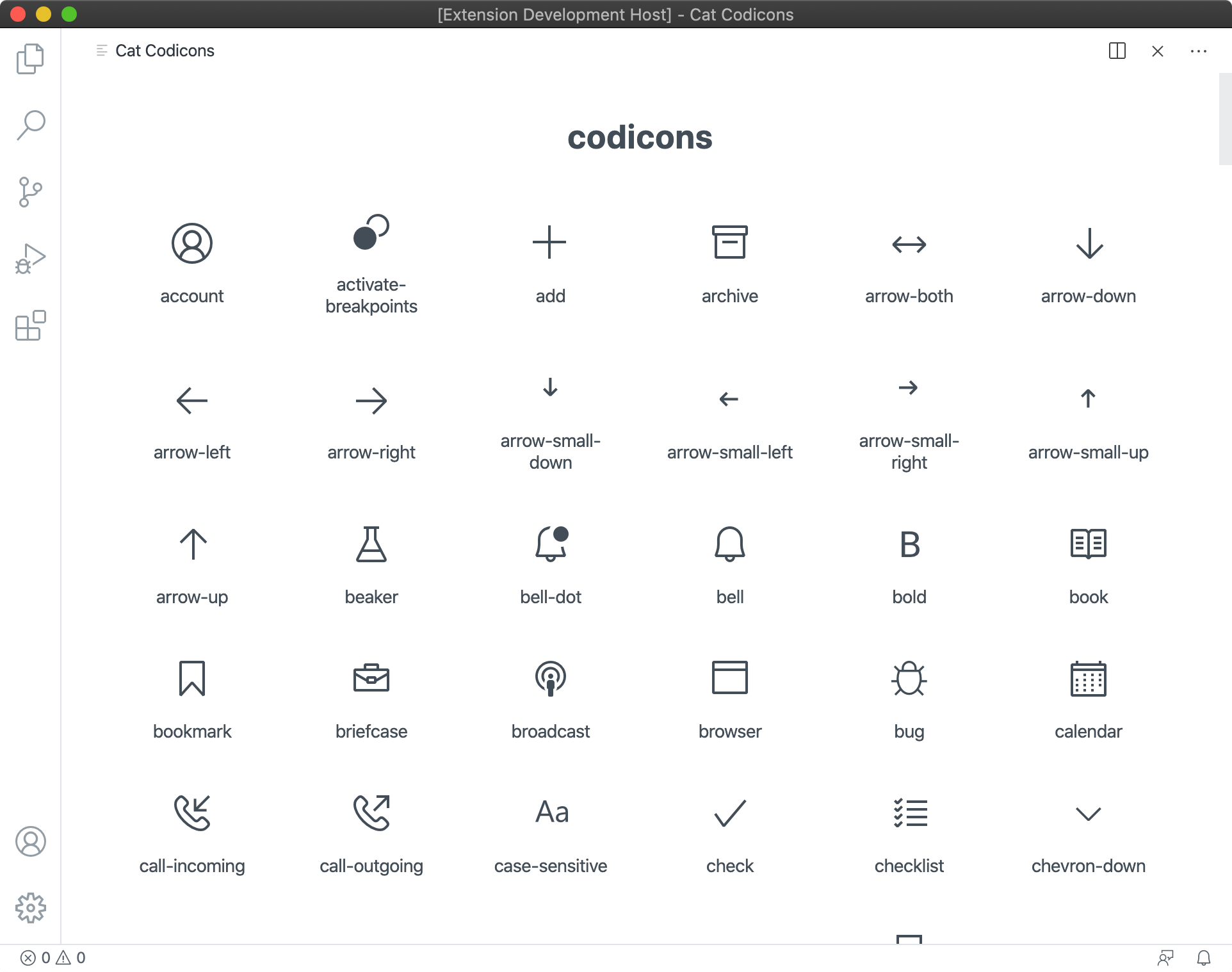 Webview codicons sample